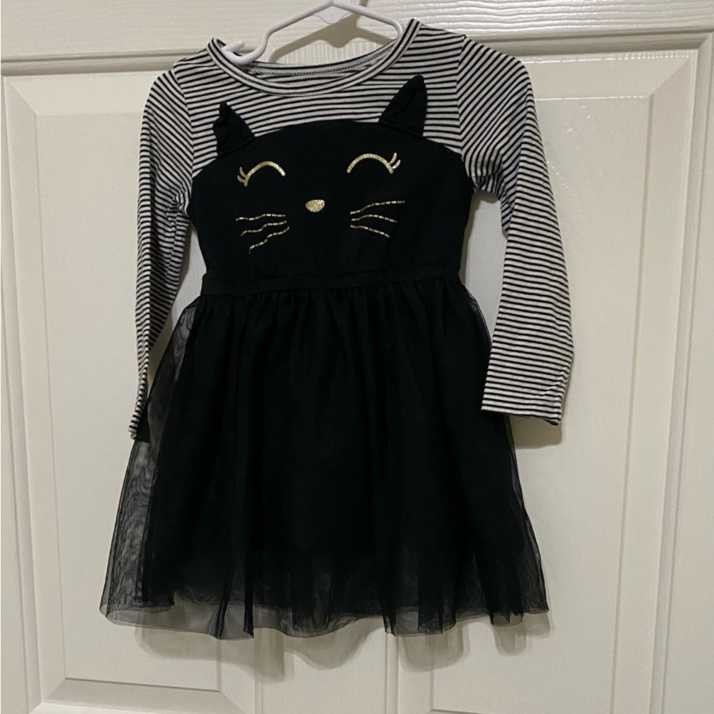 Carter's Black and White Striped Cat Dress